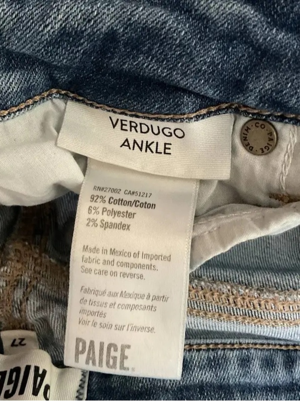 PAIGE Verdugo Raw Hem Ankle
Jeans mid rise medium blue size 27 - Picture 7 of 8